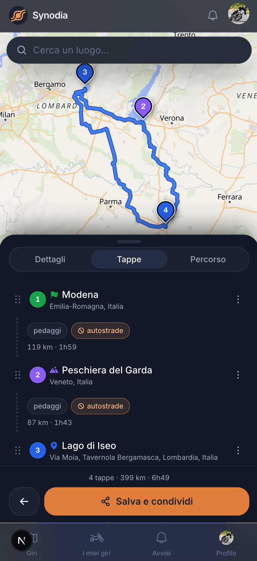 The Synodia ride view on a phone